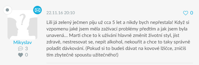 zelený ječmen diskuze