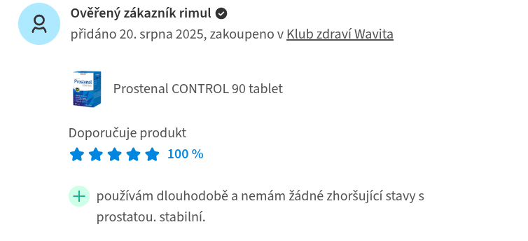 prostenal control hodnocení